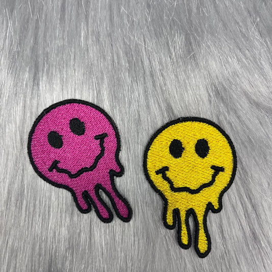 Melting Smiley Face Embroidered Patch