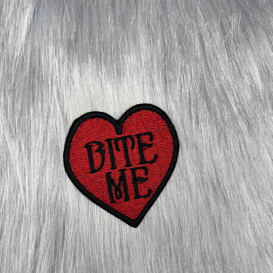 Bite me Heart Embroidered Patch