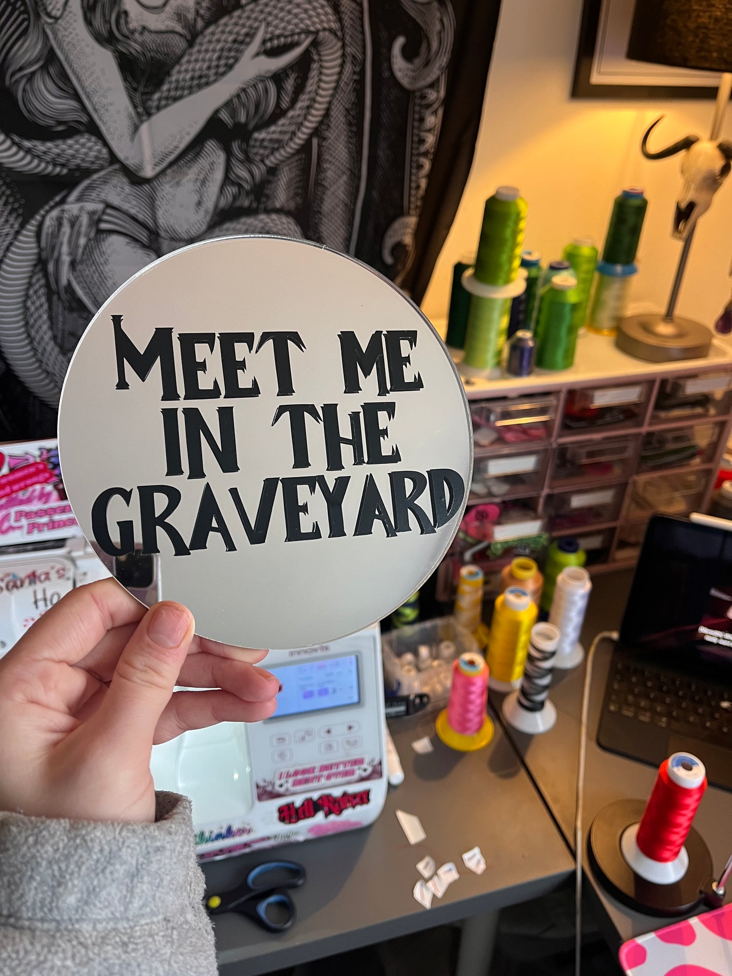 Meet Me In The Graveyard Circle Mirror