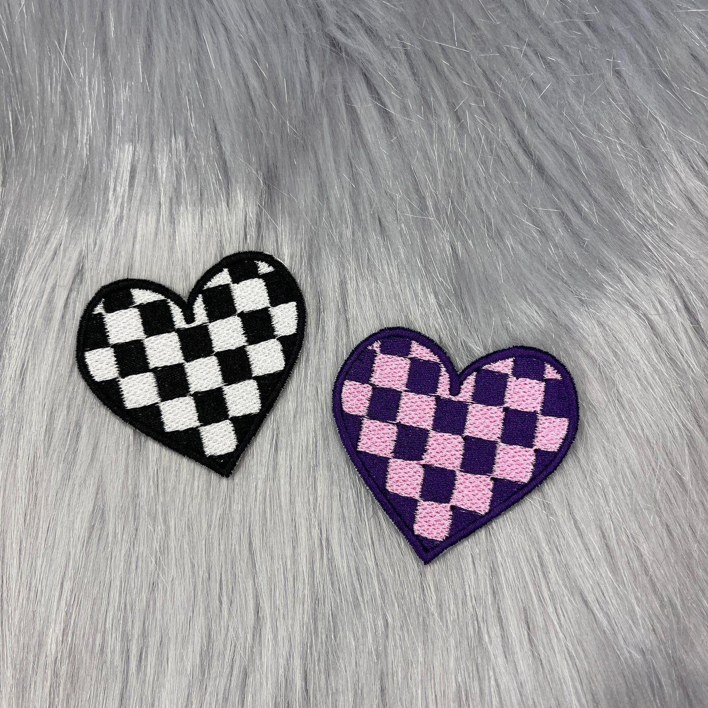 Checkered Heart Embroidered Patch