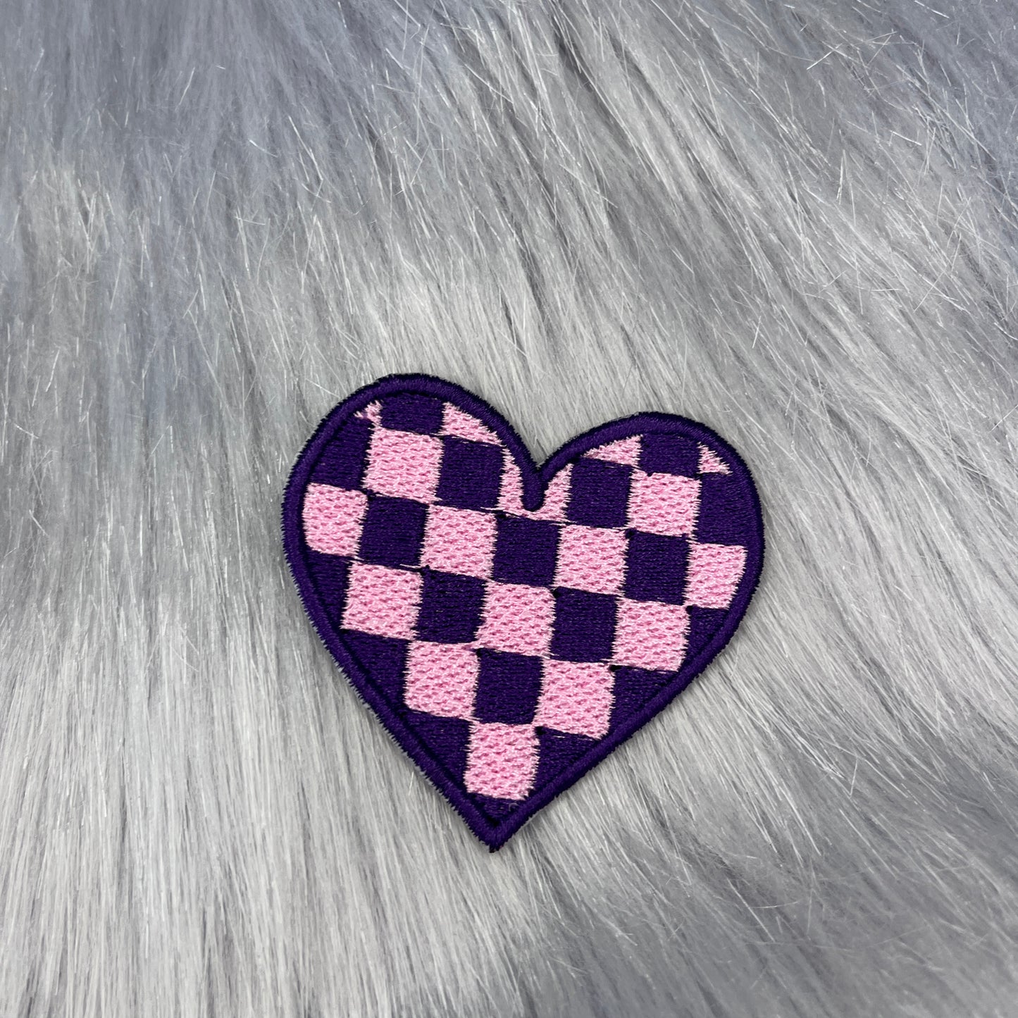 Checkered Heart Embroidered Patch