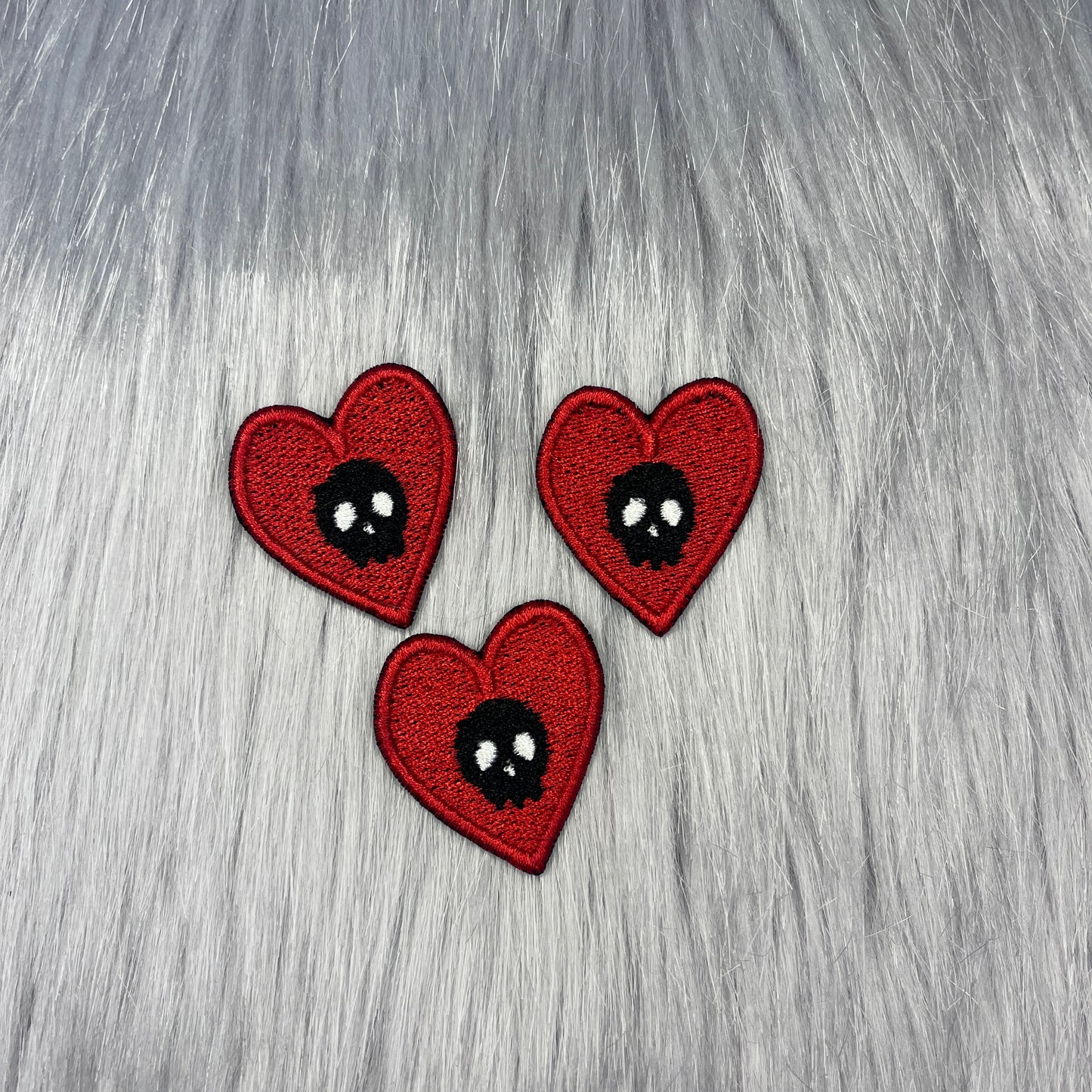 Set of 3 Skull Hearts Embroidered Patch