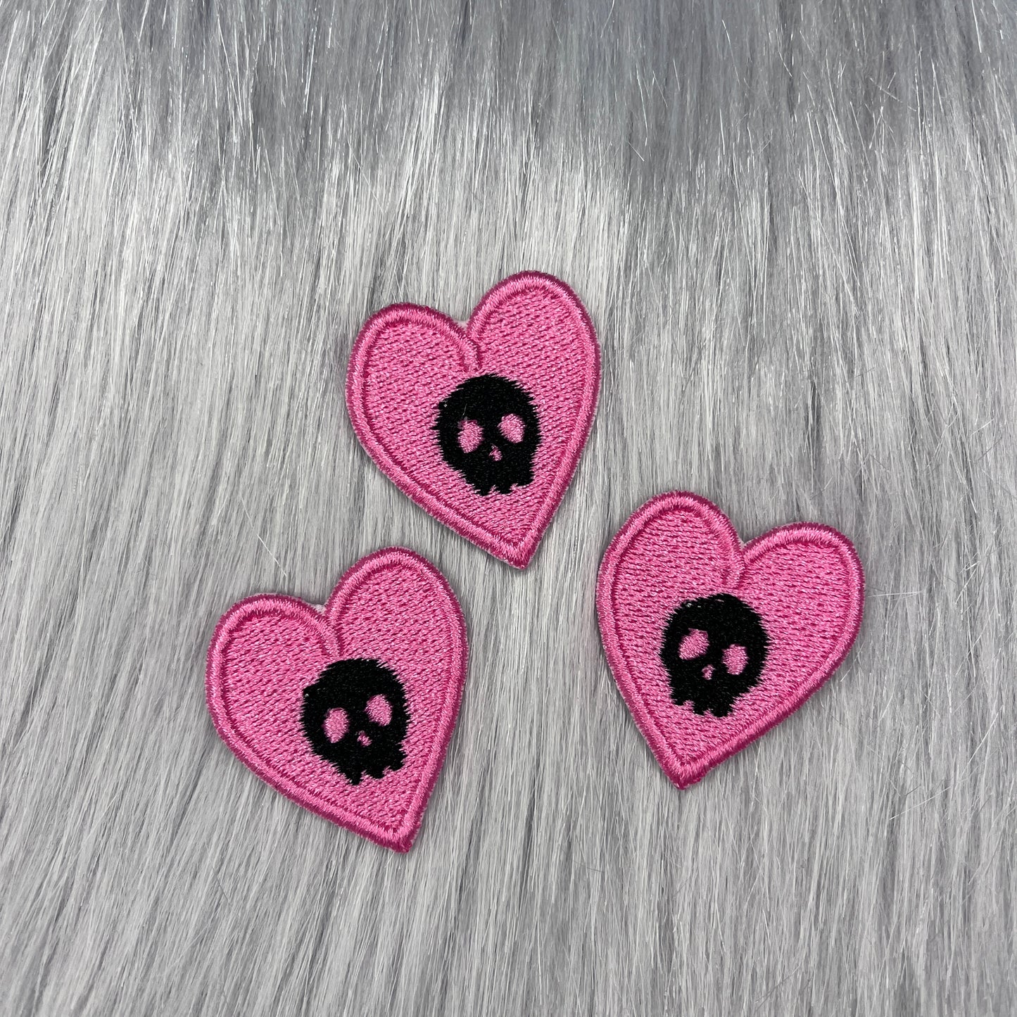 Set of 3 Skull Hearts Embroidered Patch