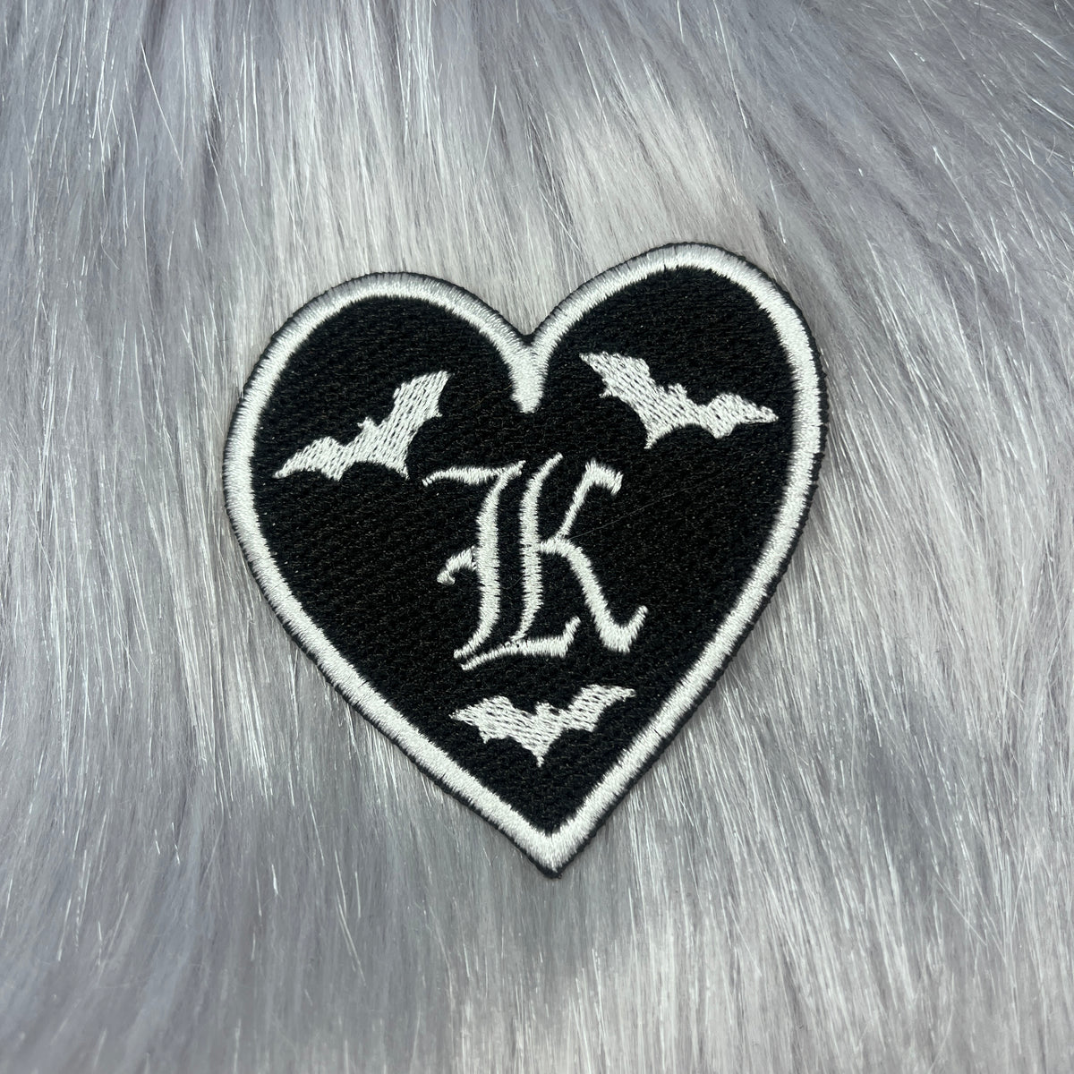 Initial Heart Bat Embroidered Patch