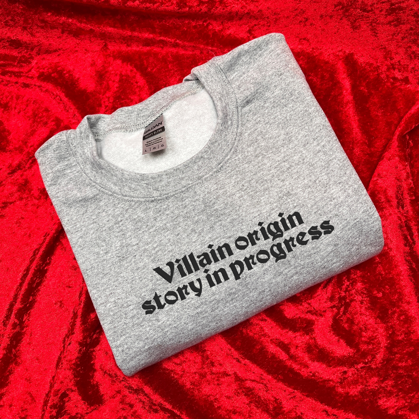 Villain Origin Story In Progress Embroidered Sweatshirt