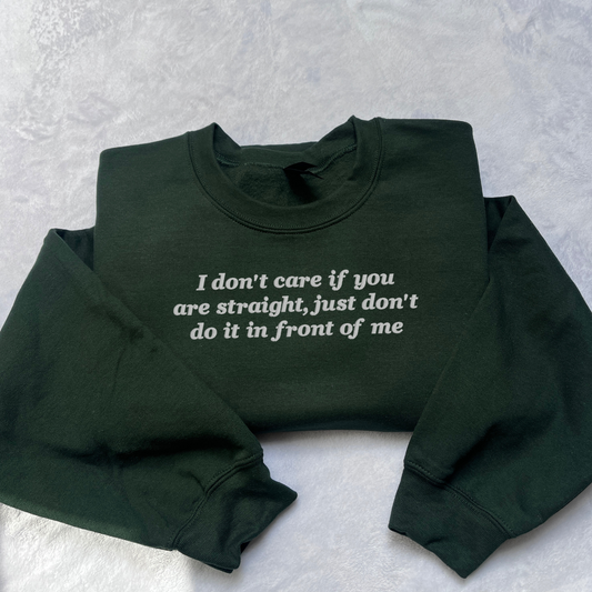 I Don't Care If You Are Straight Embroidered Sweatshirt