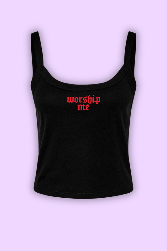 Worship Me Spaghetti Strap Crop Tank Top