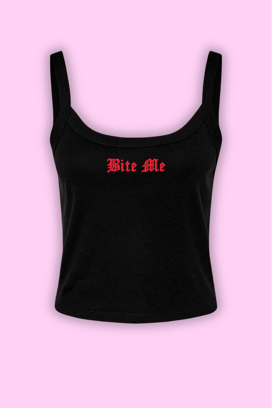 Bite Me Spaghetti Strap Crop Tank Top