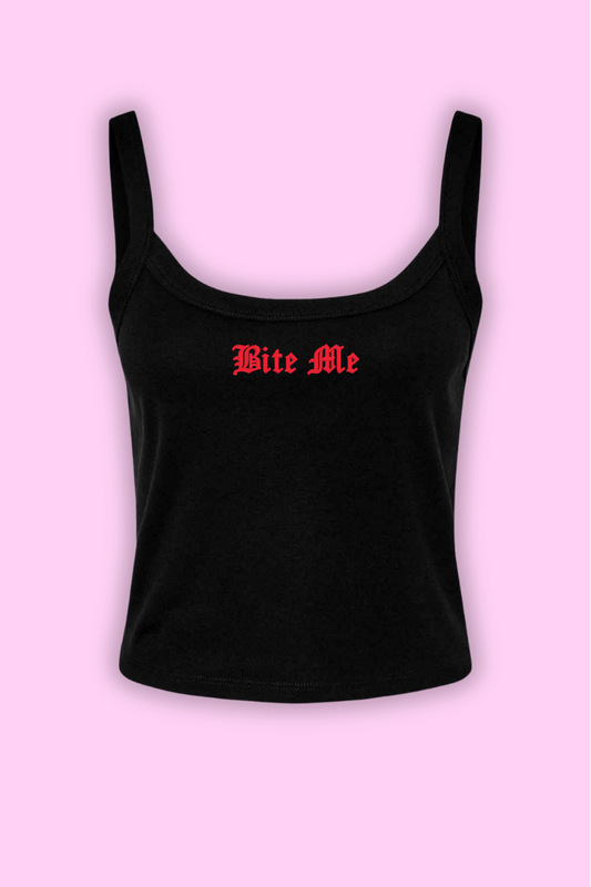 Bite Me Spaghetti Strap Crop Tank Top