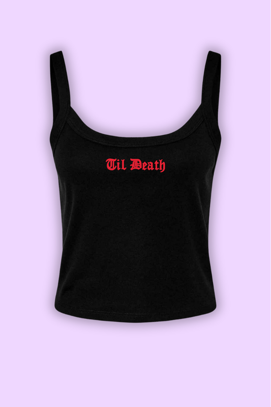 Til Death Spaghetti Strap Crop Tank Top