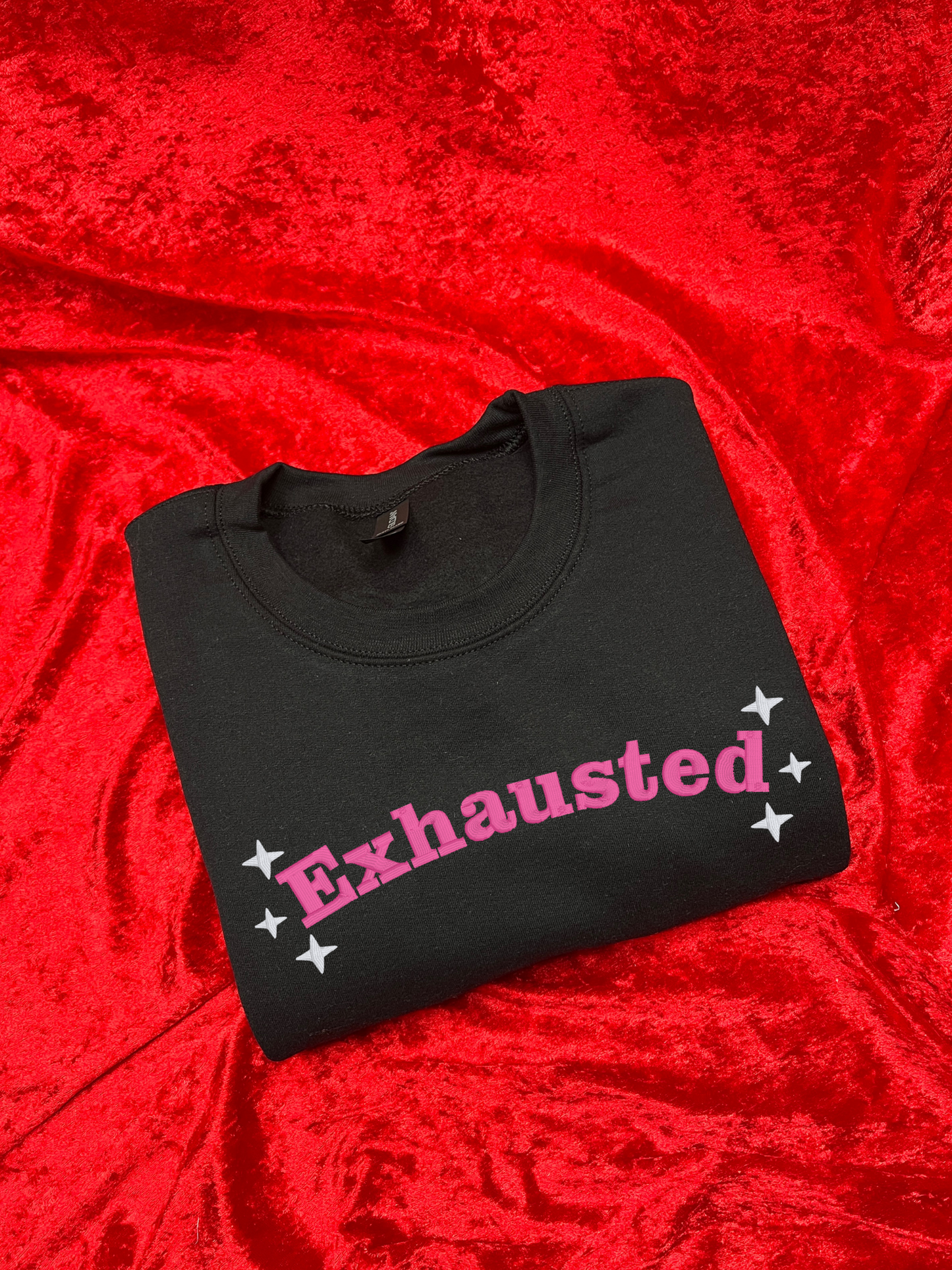 Exhausted Sparkle Embroidered Sweatshirt